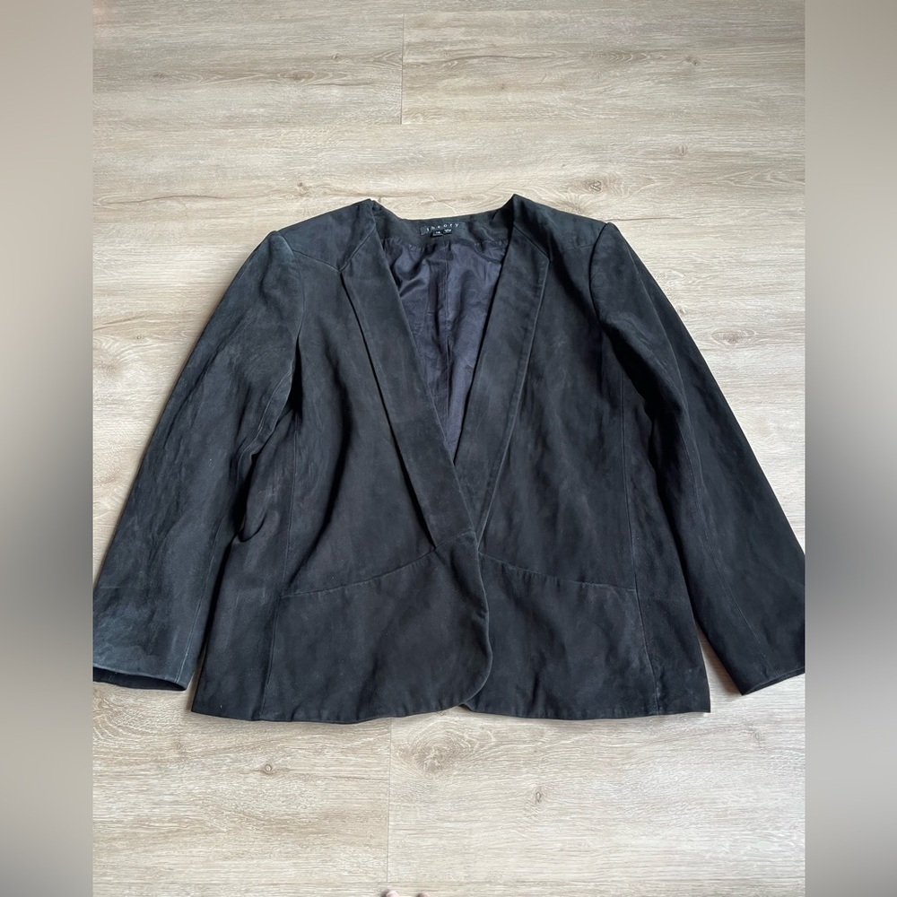 Theory Lamb Leather Blazer Black SZ 12